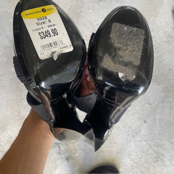 Burberry Black Ankle Wrap Heels Mesh EUC - Picture 9 of 13